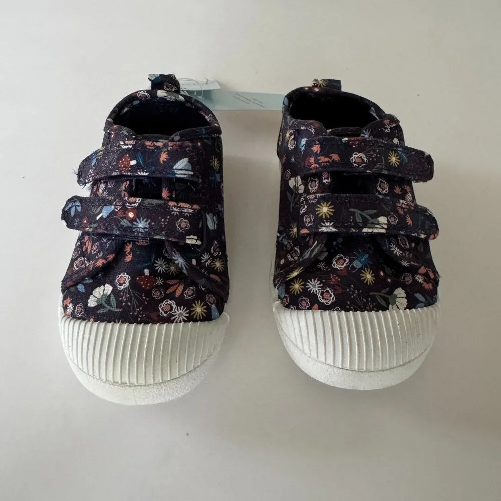 Cat & Jack Parker Sneakers | Floral, Double Velcro | Navy | Toddler 7 | NWT - Picture 1 of 5